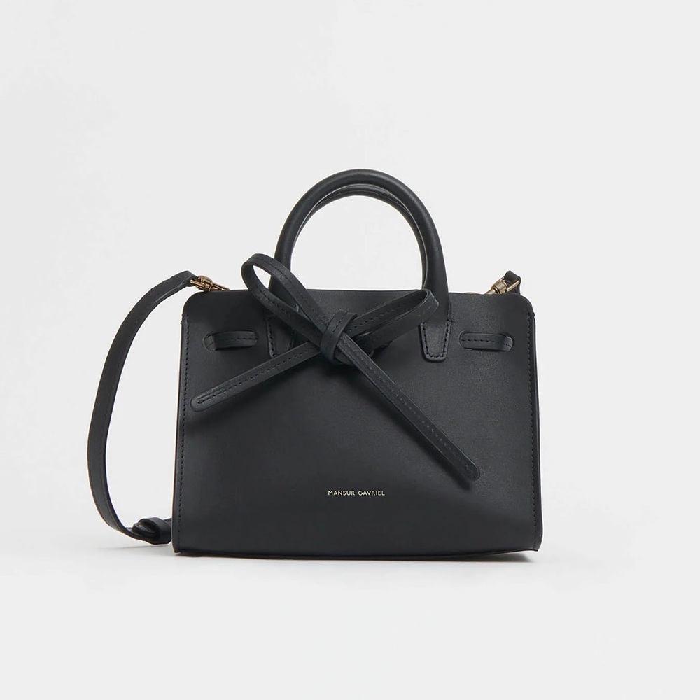Mansur Gavriel Mini Mini Sun Bag in Black & Flamma